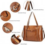 S-ZONE Women's Vintage Genuine Leather Tote Shoulder Bag Handbag