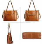 S-ZONE Women's Vintage Genuine Leather Tote Shoulder Bag Handbag