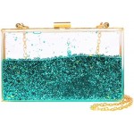 JeVenis Womens Transparent Sequins Chain Clutch Evening Handbag Party Cross-body Purse (Yellow