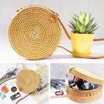 Handwoven Round Rattan Bag Shoulder Leather Straps Natural Chic Hand NATURAL NEO