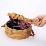 Handwoven Round Rattan Bag Shoulder Leather Straps Natural Chic Hand NATURAL NEO