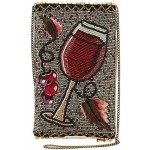 Mary Frances Vino Beaded-Embroidered Wine Glass Crossbody Phone Bag