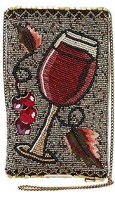 Mary Frances Vino Beaded-Embroidered Wine Glass Crossbody Phone Bag