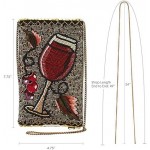 Mary Frances Vino Beaded-Embroidered Wine Glass Crossbody Phone Bag