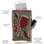 Mary Frances Vino Beaded-Embroidered Wine Glass Crossbody Phone Bag