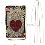 Mary Frances womens Queen of Hearts Beaded Playing Card Crossbody Phone Bag