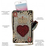 Mary Frances womens Queen of Hearts Beaded Playing Card Crossbody Phone Bag