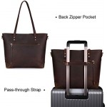 S-ZONE Vintage Genuine Leather Shoulder Bag Work Totes for Women Purse Handbag with Back