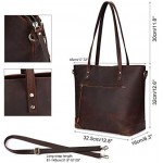 S-ZONE Vintage Genuine Leather Shoulder Bag Work Totes for Women Purse Handbag with Back