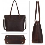 S-ZONE Vintage Genuine Leather Shoulder Bag Work Totes for Women Purse Handbag with Back