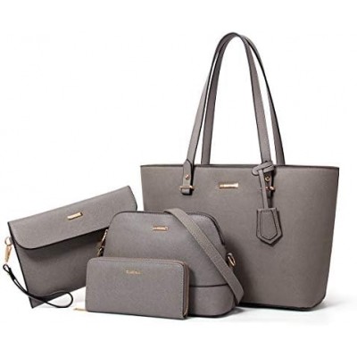 Women Fashion Synthetic Leather Handbags Tote Bag Shoulder Bag Top Handle Satchel Purse Set 4pcs