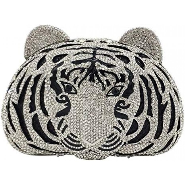 Bling Diamond Tiger Clutch Evening Bags For Women Formal Party Crystal Purse Wedding Handbag