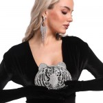 Bling Diamond Tiger Clutch Evening Bags For Women Formal Party Crystal Purse Wedding Handbag