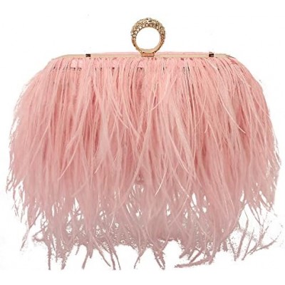 Women Real Natural Ostrich Feather Evening Bags Purses Clutch Vintage Banquet Handbag