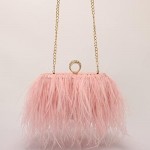 Women Real Natural Ostrich Feather Evening Bags Purses Clutch Vintage Banquet Handbag