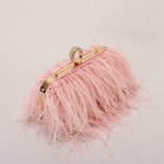 Women Real Natural Ostrich Feather Evening Bags Purses Clutch Vintage Banquet Handbag