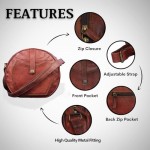 Madosh, Women's Genuine Leather Bag Shoulder Crossbody Handmade Round Sling Side Semi-Circular Brown Daily Handbag