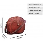 Madosh, Women's Genuine Leather Bag Shoulder Crossbody Handmade Round Sling Side Semi-Circular Brown Daily Handbag