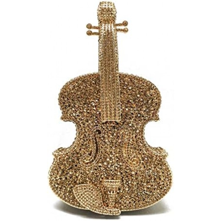 Tngan Women Mini Violin Evening Bag Sparkling Rhinestones Clutch Wedding Party Banquet Purse