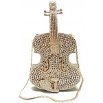 Tngan Women Mini Violin Evening Bag Sparkling Rhinestones Clutch Wedding Party Banquet Purse