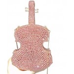 Tngan Women Mini Violin Evening Bag Sparkling Rhinestones Clutch Wedding Party Banquet Purse