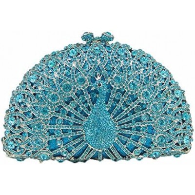 Boutique De FGG Sapphire Crystal Peacock Clutch Women Evening Bags Wedding Party Dinner Bridal Rhinestone Handbags