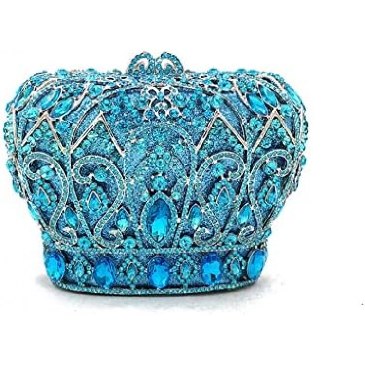 Tngan Women Luxury Crown Shaped Crystal Evening Clutch Elegant Rhinestones Party Handbag and Purse