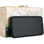 Gets Acrylic Purses and Handbags for Women Multicolor Perspex Geometric Patterns Box Clutch Banquet Evening Crossbody Handbag