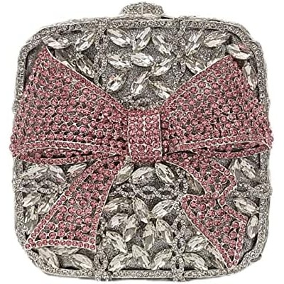 Bowknot Cute Crystal Box Clutch Luxury Evening Bag Women Sparkly Rhinestone Handbags Purses