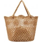 BlueSpectrum Straw Tote 2023 Floral Crochet Rattan Handbag Beach Tote Summer Woven Bag Vegan, beige, M