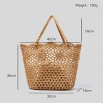 BlueSpectrum Straw Tote 2023 Floral Crochet Rattan Handbag Beach Tote Summer Woven Bag Vegan, beige, M