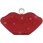 Evevictor Rhinestone Clutch Purse for Women Sparkling Lip Party Evening Bag Small Crossbody Bag Shiny Shoulder Handbag for Wedding Prom Party Date Red, Red