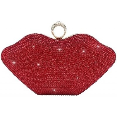 Evevictor Rhinestone Clutch Purse for Women Sparkling Lip Party Evening Bag Small Crossbody Bag Shiny Shoulder Handbag for Wedding Prom Party Date Red, Red