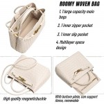 hepcelt Woven Bag for Women Vegan Leather Small Purse Crossbody Bags Top Handle Hobo Beach Shoulder Handbags