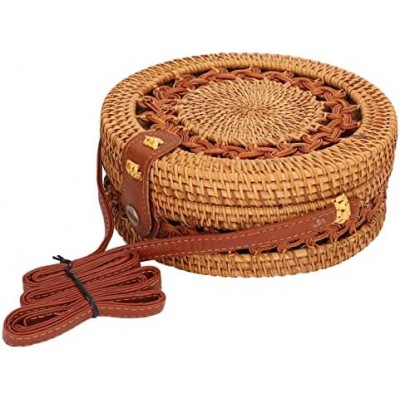 Handwoven Shoulder Bag,Round Rattan Purse Women Hand Made Bag for Beach Daily Parties(#2)