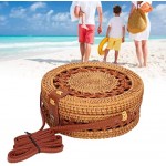 Handwoven Shoulder Bag,Round Rattan Purse Women Hand Made Bag for Beach Daily Parties(#2)