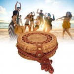 Handwoven Shoulder Bag,Round Rattan Purse Women Hand Made Bag for Beach Daily Parties(#2)