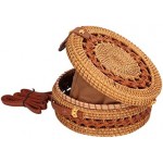 Handwoven Shoulder Bag,Round Rattan Purse Women Hand Made Bag for Beach Daily Parties(#2)