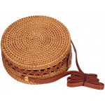 Handwoven Shoulder Bag,Round Rattan Purse Women Hand Made Bag for Beach Daily Parties(#2)