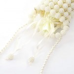 Women Beaded Small Pearl Evening Bucket Handmade Bags with Detachable Chain for Wedding Party