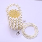 Women Beaded Pearl Evening Bucket Handmade Bags with Detachable Chain for Wedding Party