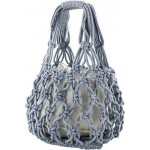 New Straw Bag Cotton Thread Woven Bag Portable Net Bag Casual Bucket Handbag Summer Beach Purse for Women/Girls