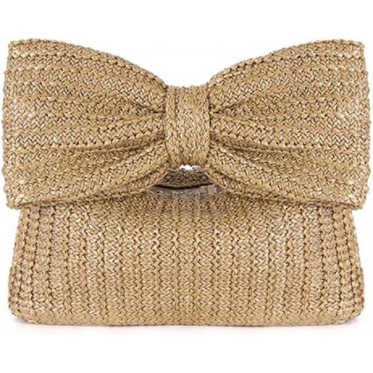 Bow Purse Straw Purses and Handbags for Women Summer Beach Bag Evening Straw Handbag Woven Clutch Bag Party Wedding