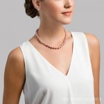 The Pearl Source AAA Quality Round Pink Freshwater Cultured Pearl Necklace for Women