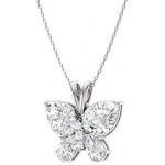 Diamondere Natural and Certified Gemstone and Diamond Butterfly Petite Necklace in 14k White Gold | 1.04 Carat Pendant with Chain