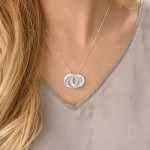 MyNameNecklace Personalised 3 Russian Ring Hanging Necklace for Woman- Interlocked Engraved Discs Custom Jewellery for Mum Her Women