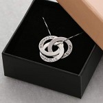 MyNameNecklace Personalised 3 Russian Ring Hanging Necklace for Woman- Interlocked Engraved Discs Custom Jewellery for Mum Her Women