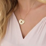 MyNameNecklace Personalised 3 Russian Ring Hanging Necklace for Woman- Interlocked Engraved Discs Custom Jewellery for Mum Her Women