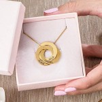 MyNameNecklace Personalised 3 Russian Ring Hanging Necklace for Woman- Interlocked Engraved Discs Custom Jewellery for Mum Her Women