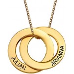 MyNameNecklace Personalised 2 Russian Ring Necklace for Woman- 2 Interlocked Engraved Discs Custom Jewellery for Mum